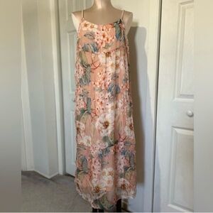 Elena Baldi Silk Blend Tiered Maxi Dress
